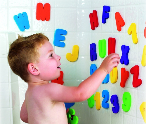 Brinquedo Banho Letras E Número Infantil Bebê 36 Peças Buba 