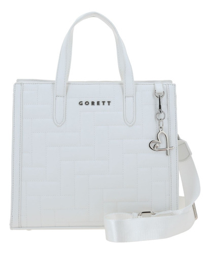 Bolso Tipo Satchel Gorétt By Chenson Capitonado Priss P25 Blanco Lisa Níquel Blanco