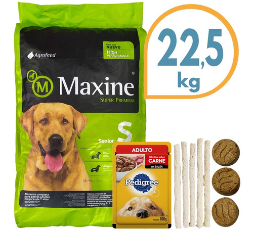 Imagen 1 de 2 de Comida Maxine Dog Perro Senior +7 Años 21 Kg + Regalo