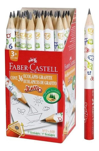 Lapiz Negro Faber Castell Jumbo Grueso Niños Fantía X10 Unid