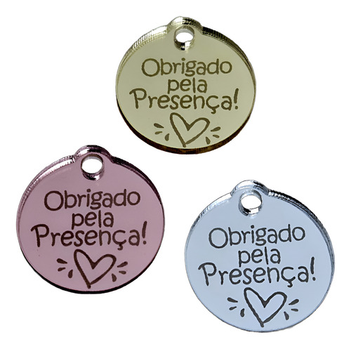 10 Tags - Obrigado Pela Presença - 2cm Dourado/ Rose