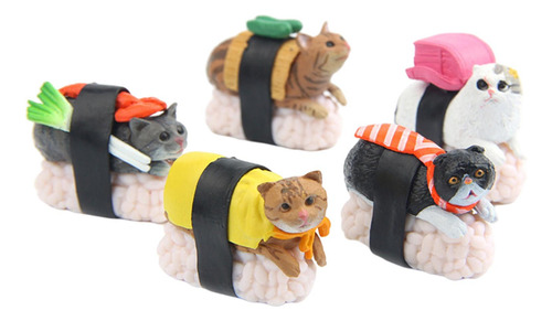 5 Uds. Estatuilla De Gato De Sushi Bonita Mascota En