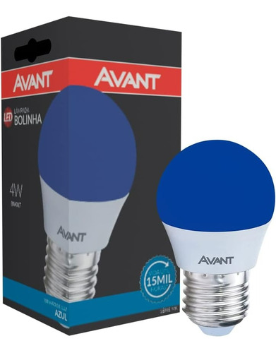 Lampada Bolinha Led 4w Luz Azul Soquete E27 Bivolt Avant