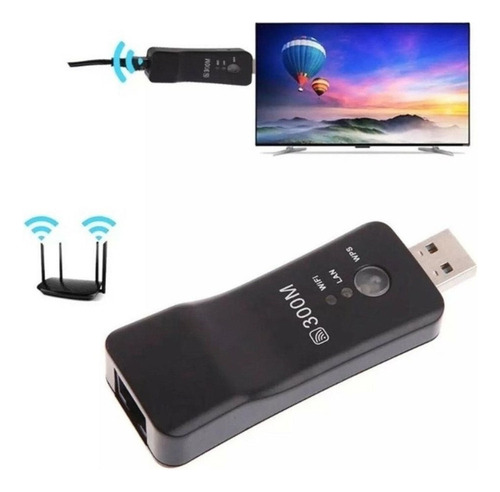 Adaptador Lazhu Wi-fi Para Tv Sem Fio Pix-link 300m Wps