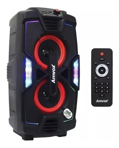 Alto-falante Amvox Aca 200 Turbo portátil com bluetooth e wifi preto 127V/220V 