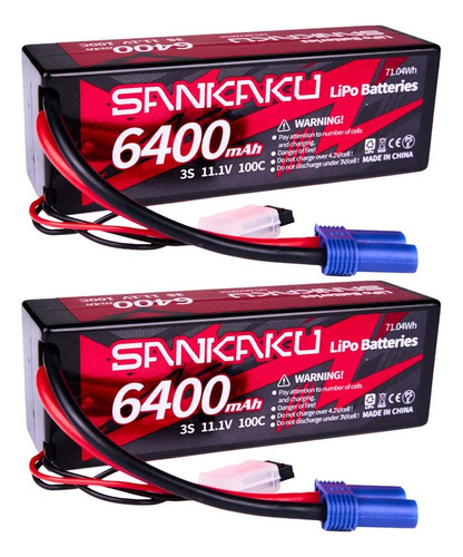 Sankaku 3s 6400mah Lipo Bateria 11.1v 100c Lipos Estuche Rig