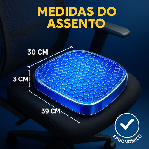 Almofada Assento Egg Da Bestvirtual Ecommerce - Hemorroida Ortopédico Cóccix Pós-parto Silicone Cadeira Tratamento Lesão Especial Macia Confortável Banco Carro Dores Azul Favo De Mel Com Capa Lavavel