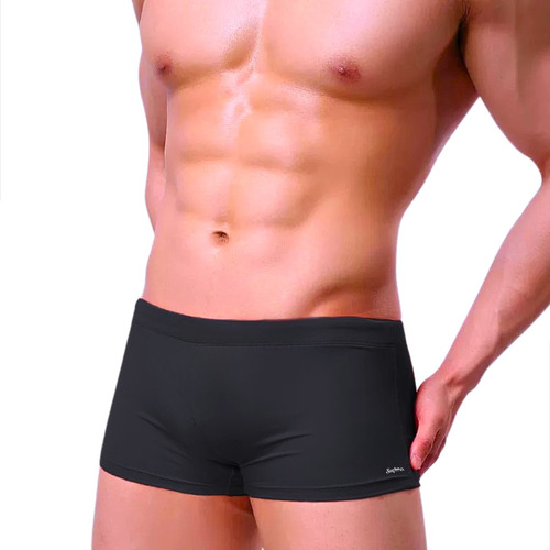 Short Calção De Banho Sunga Masculina Preta Com Cadarço