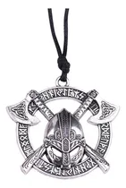 Comprar Collar Vikingo Colgante Metálico Nórdico Casco Hachas Runa