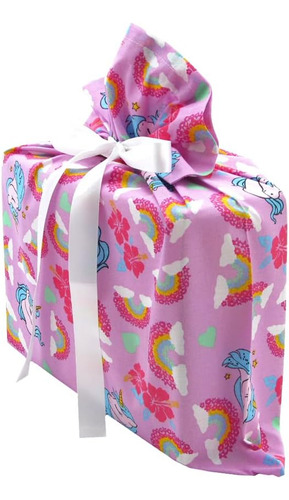 Vzwraps Bolsa De Regalo De Tela Reutilizable De Unicornios Y