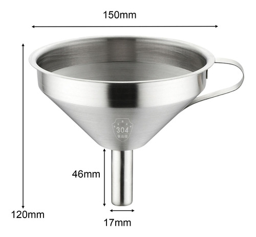 2 Embudo De Cocina De Acero Inoxidable 304 Con Colador,