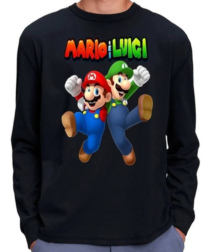 Remera Camiseta Algodón Manga Larga Súper Mario Luigi