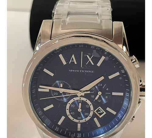 Correa de reloj Armani Exchange Ax2509 para hombre, color plateado