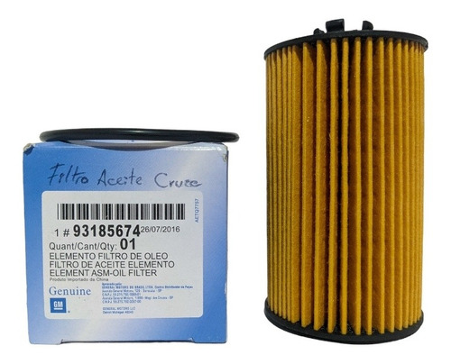 Filtro Aceite Motor Cruze 2010-2015 Elemento Gm