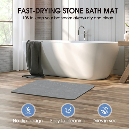 Tapete De Baño Antideslizante De Diatomita 60x40 Cm Line1-grey Nombre Del Diseño