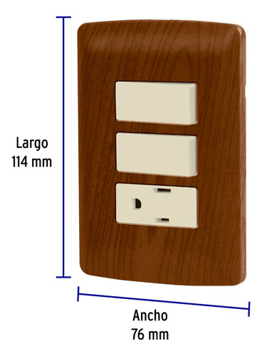 Caja Con 3 Placa Armada Contacto 2 Interruptores,madera, Lín