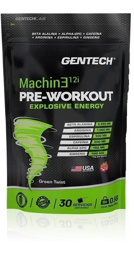 Pre Entreno Machine Gentech Pre Work Cafeína Arginina S/tacc