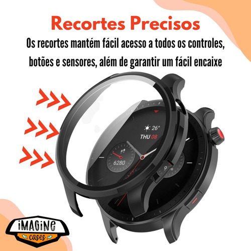 Capa Case Bumper Proteção Vidro Temperado Para Amazfit Gtr 4