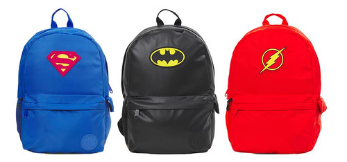 Mochila Escolar Mooving Dc Elegí Batman, Flash Y/o Superman Color Negro Diseño De La Tela Batman