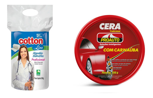 Cera Com Carnaúba 200g + Algodão Hidrófilo 500g Cotton Line