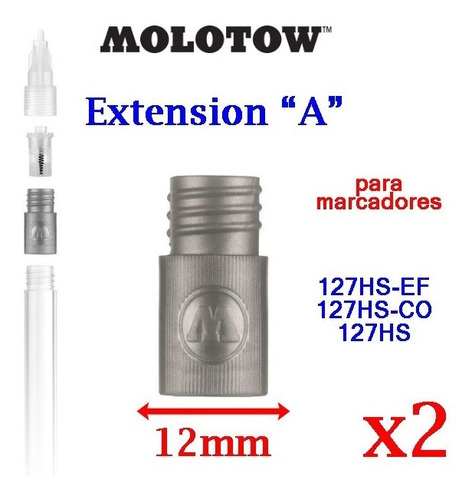 Extension Recarga Marcador Molotow A 12mm,  2 Piezas