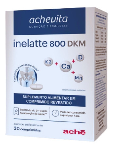 Inelatte 800 Dkm - 30 Comprimidos - Suplemento Alimentar