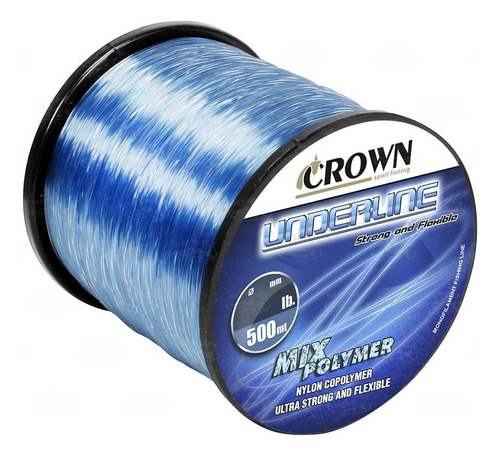 Linha Pesca Monofilamento Crown Underline 0,62mm 500m 65lb Cor Azul
