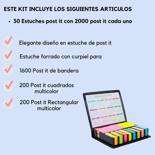 30 Estuches De Notas Adhesivas Post-it's De Colores Oficina