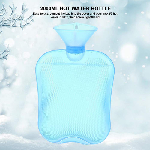 Semme Bolso De Agua Caliente,calor De Bolsa De Agua Caliente Transparente De 2000 Ml 3 Colores/bolsa De Agua De Gran Tamaño Fría(azul)