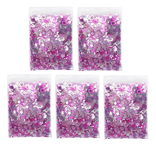 Mesa Party Glitter Scraps, 8 Mm, Color Rosa Con Lentejuelas