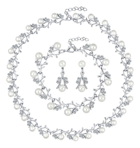 Conjunto De Collar De Perlas Para Novia Y Pulsera