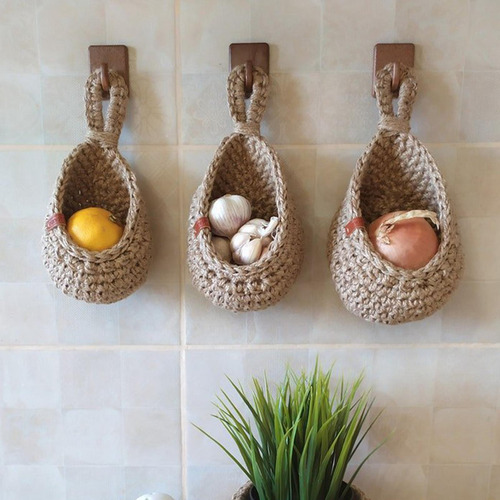 Cestas Tejidas Colgantes, Macetas De 14 Cm X 21,5 Cm X 10 Cm