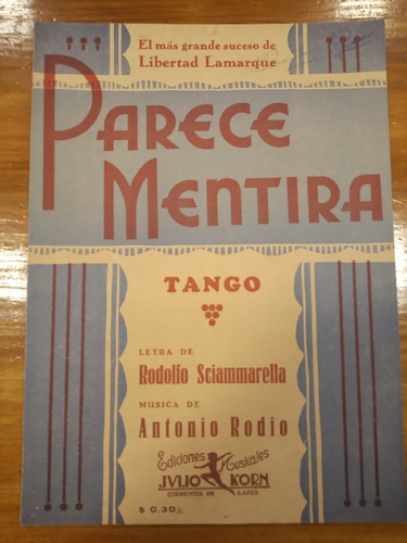 Parece Mentira Sciammarella Rodio Tango Partitura