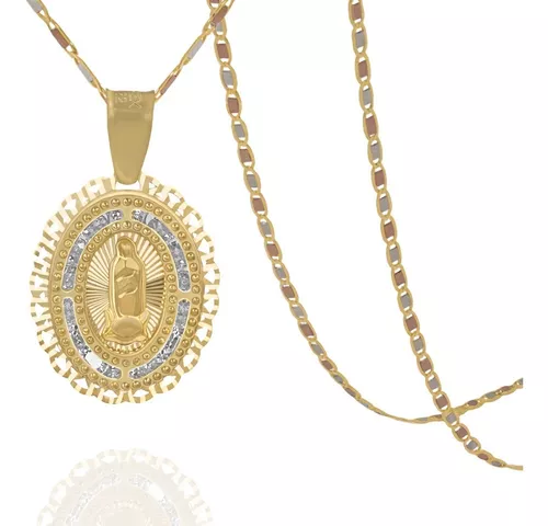 Cadena Planchada Con Medalla Virgen Guadalupe Oro Italy