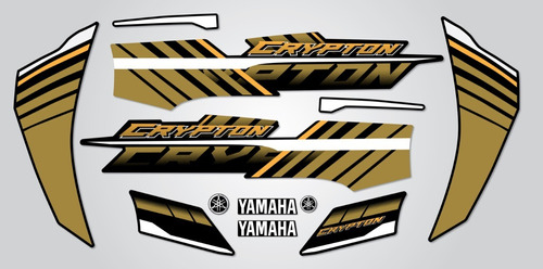Calcos Yamaha Crypton 2021 Moto Negra (version Ocre)