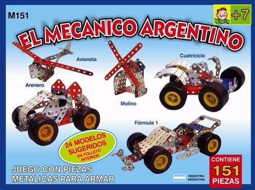 Imagen 4 de 6 de Juego Para Armar Metalico El Mecanico Argentino 151p. Mecano