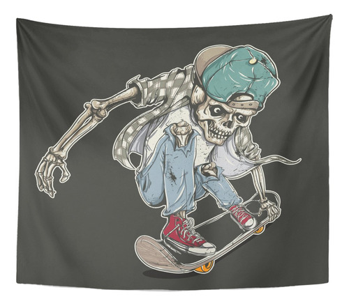 Tompop Tapiz Skate Mano Estilo Dibujo Calavera Equitacion &