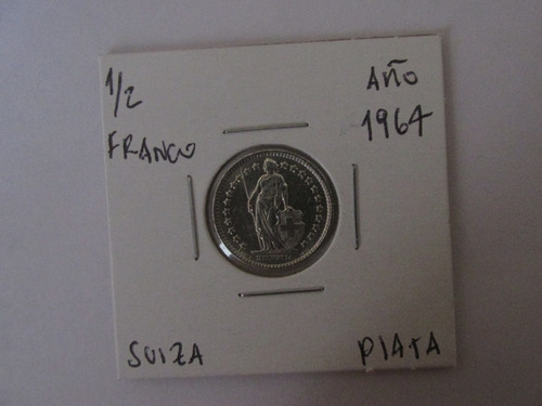 Antigua Moneda Suiza 1/2 Franco De Plata Año 1964 Unc
