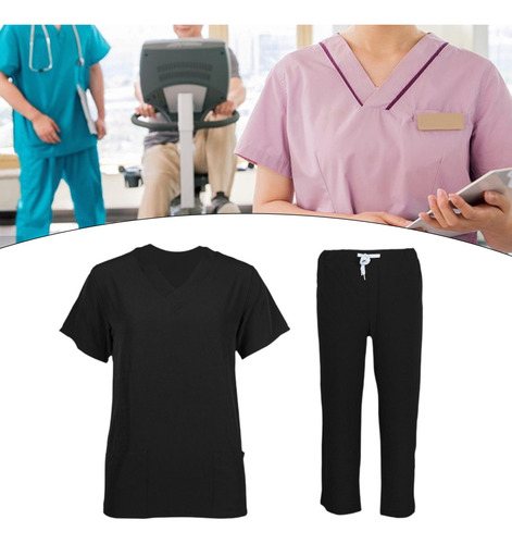 Conjunto De Uniforme Femenino Con Cuello En V Y Pantalones