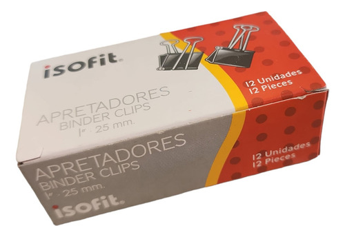 Apretadores Doble Clip 1 25mm 12 Unidades Isofit Color Negro