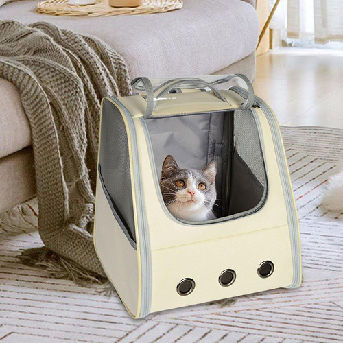 C-w Ventilar Pet Carrier Mochila Bolsa De Viaje Beige