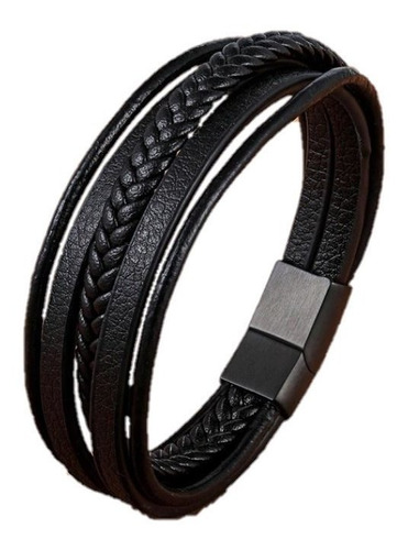 Pulsera De Cuero Hombre Y Mujer  Elegante Y Juvenil Black Il