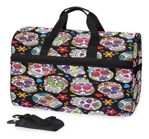 Bolsa Viaje Diseño Calavera Azucar Para Dia Muerto Deporte