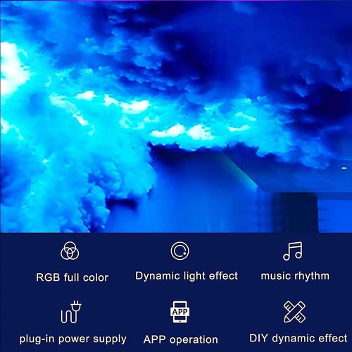 Luz Nube Led Relámpago Multicolor Que Cambia 3d Thundercloud