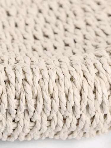 Bolsa De Paja Amplia Para Playa Asa Simple Mediana