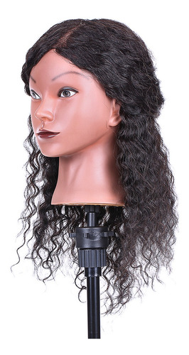 Maniquí De Pelo Negro Para Peinar Cabello Rizado, Cabeza Riz