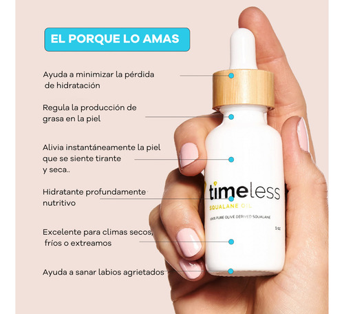 Squalane Puro Aceite Escualeno 100% Puro Timeless - Hidratante Natural Para Rostro Y Cuerpo - Suaviza, Nutre Y Protege La Piel - Antioxidante Y Reafirmante - Todo Tipo De Piel Mixta- Grasa-seca 240ML