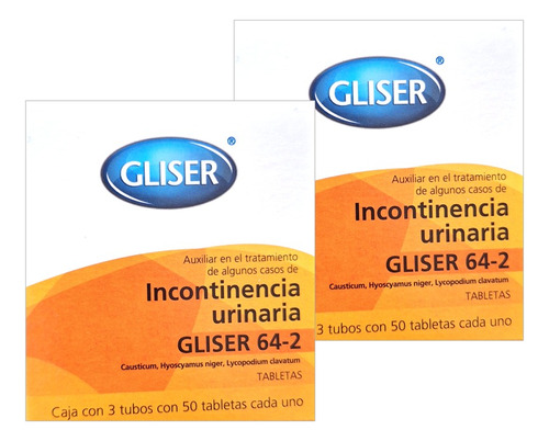 Gliser 64-2 Incontinencia Urinaria Enuresis Adultos 2cajas