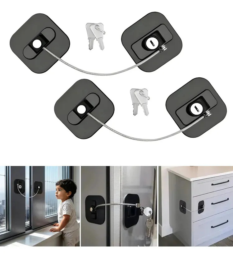 2pc Traba De Seguridad Con Llave Para Heladera/ventana/Gabinete de cocina/Puerta/Cajón