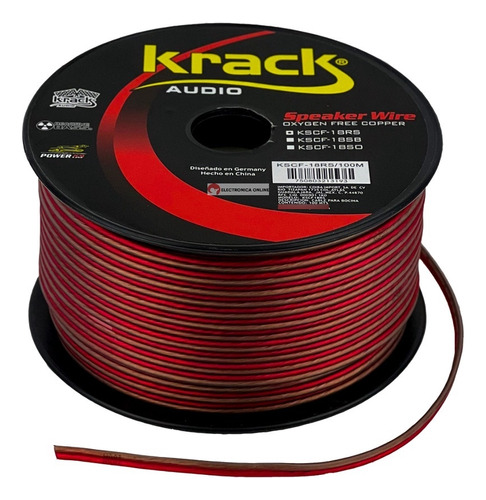 Rollo De Cable Para Bocina 100mts Calibre 18 X 2 Krack Audio